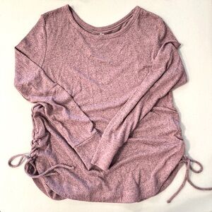 SO Juniors/Womens Heathered Purple Oversized Super Soft Long Sleeve Top Large